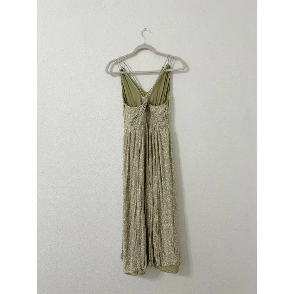 Abercrombie & Fitch Olive Floral Cross Back Maxi Dress Size Medium